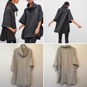 Rare Aritzia Community Kratos White/Grey Cowl Neck Poncho